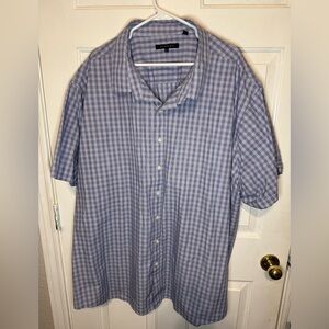 Synergy Men's blue Plaid Button Down Shirt short sleeved 5xl